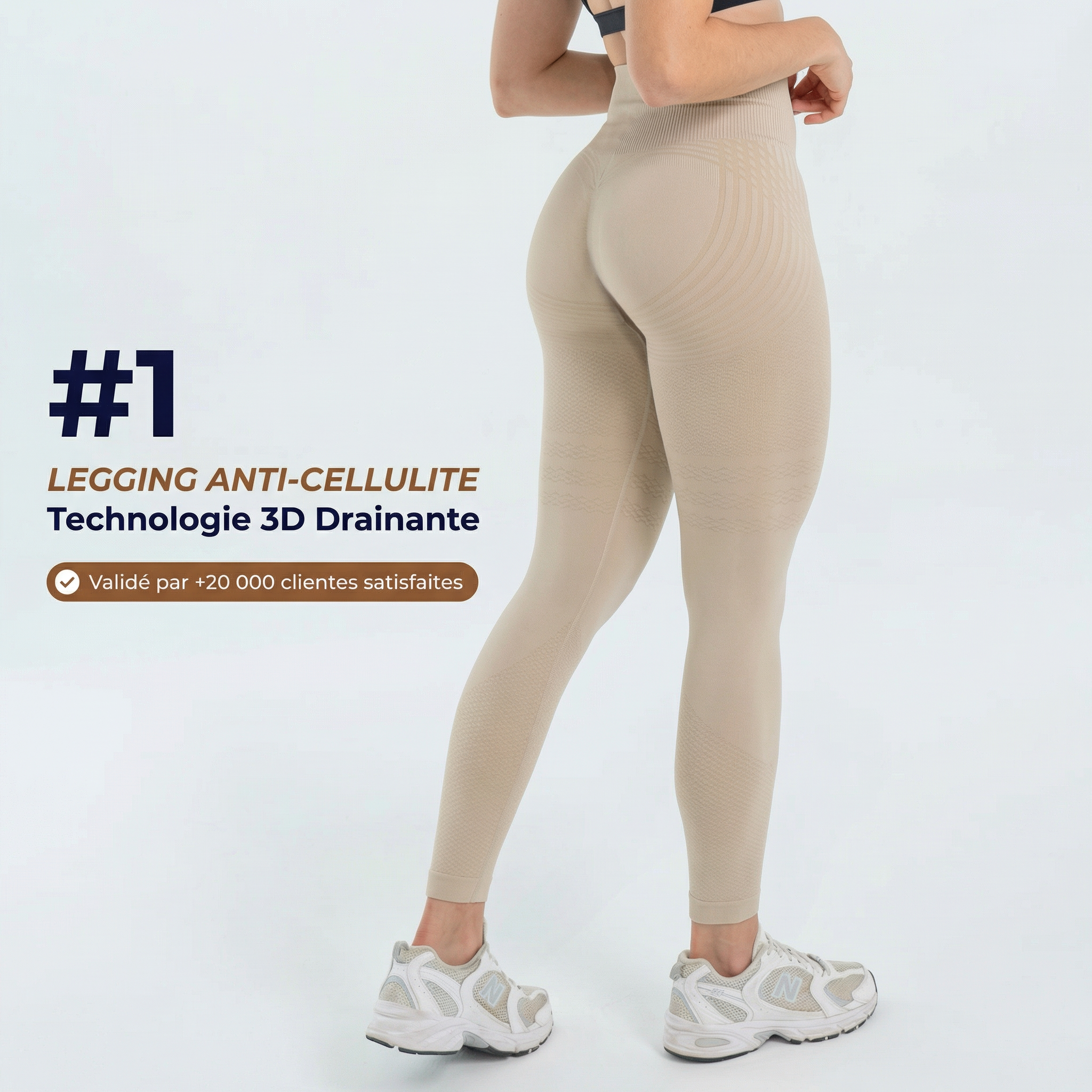 LEGGING BEIGE ODYOA 3D-Drain™ - Technologie 3D Anti-Cellulite