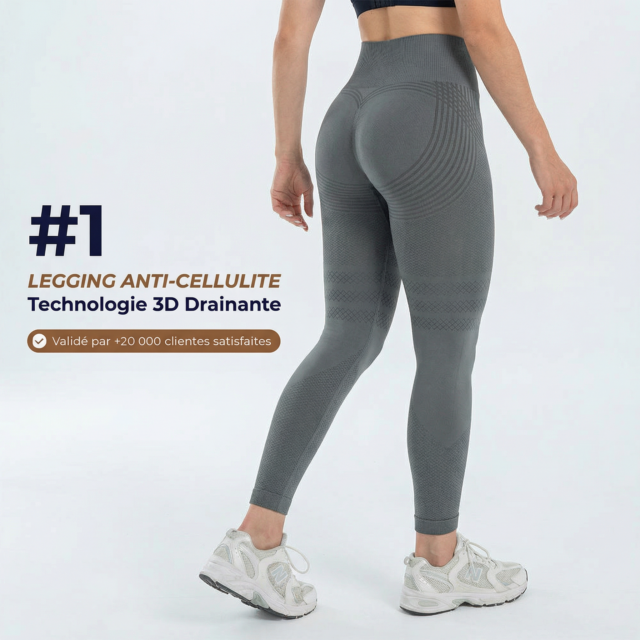LEGGING GRIS ODYOA 3D-Drain™ - Technologie 3D Anti-Cellulite